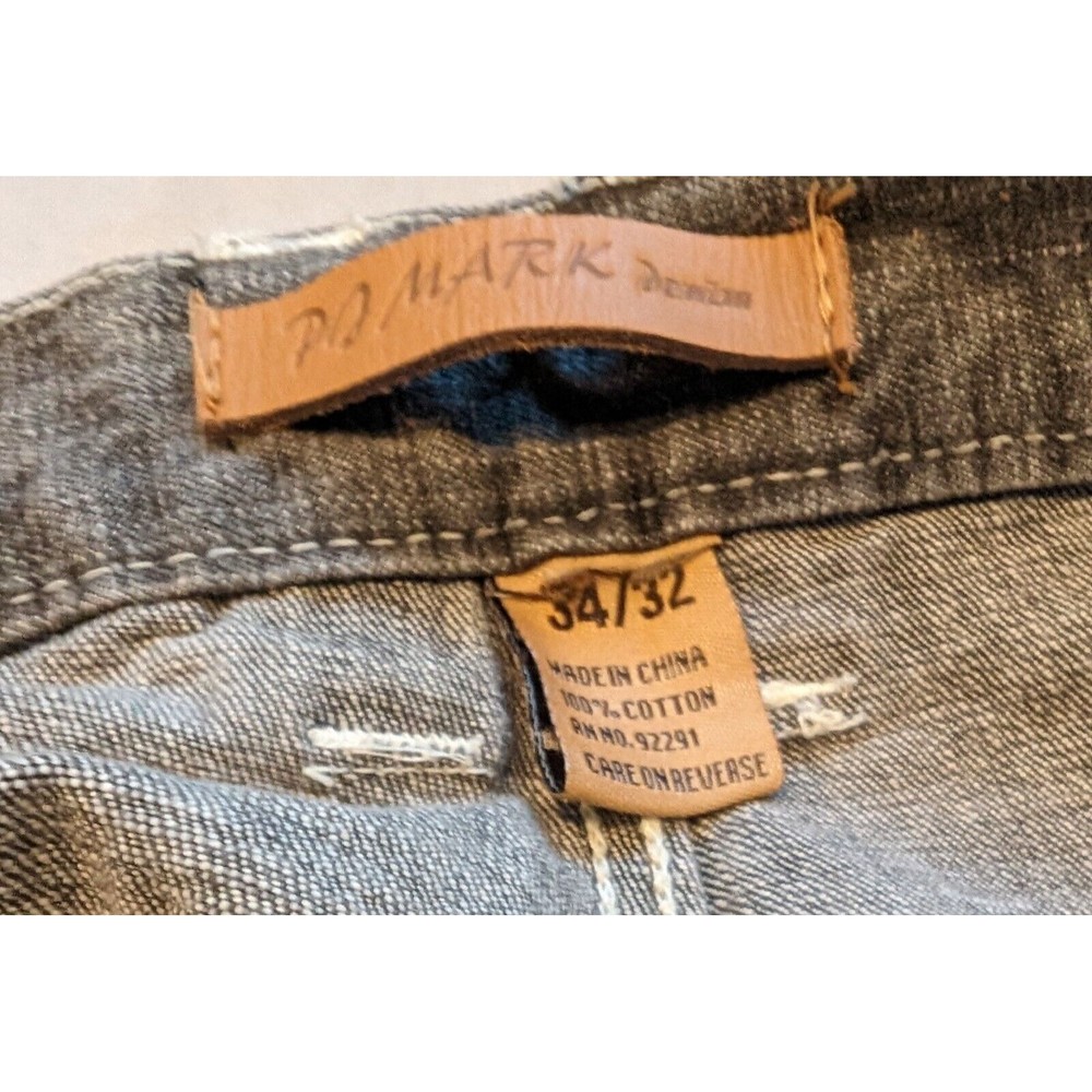 Vintage Y2K PJ MARK Men's Gray Denim Jeans 34/32 Baggy Wide Leg Cholo Skater - Picture 6 of 12